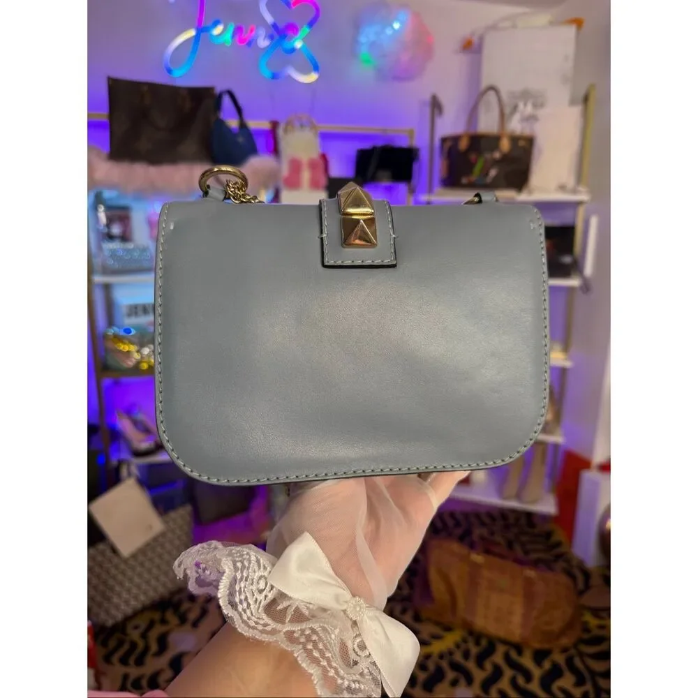 Valentino Garavani Rock Stud Blue Gray Crossbody/Shoulder 2 way Bag